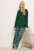  LTS Tall Green Cotton Check Pyjama Bottoms
