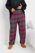  YOURS - Bas De Pyjama Rouge & Bleu à Carreaux Coupe Wide Leg