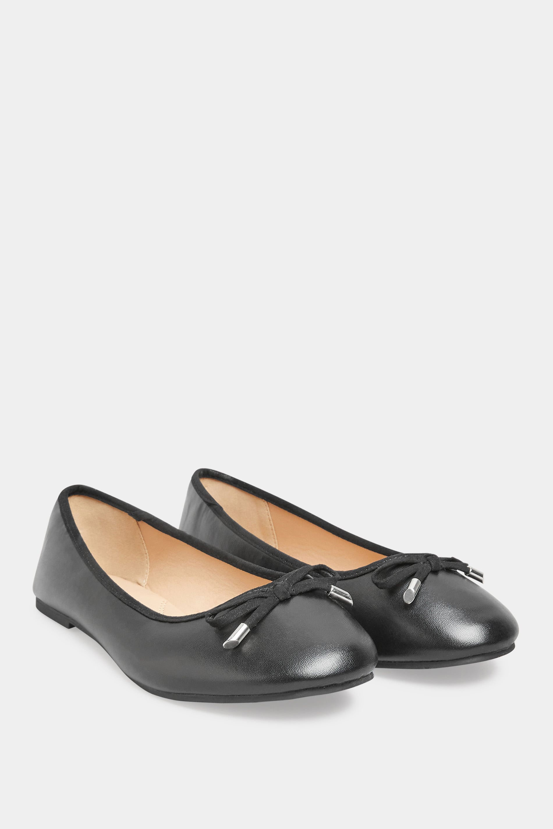  Ballerines Avec Noeud - Noir Pieds Larges EEE