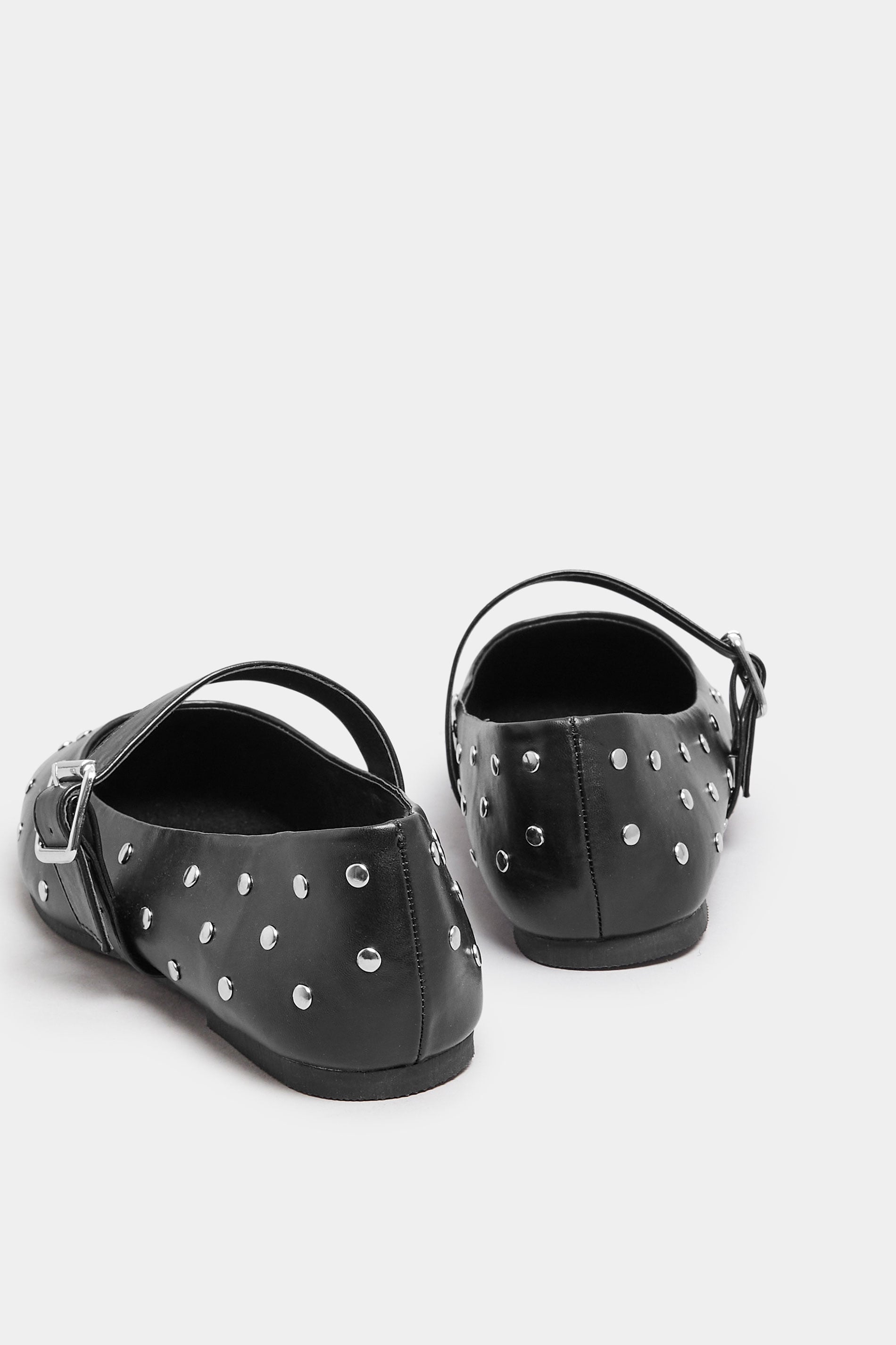 Ballerines Noires Cloutées Style Mary Jane Pieds Extra Larges EEE