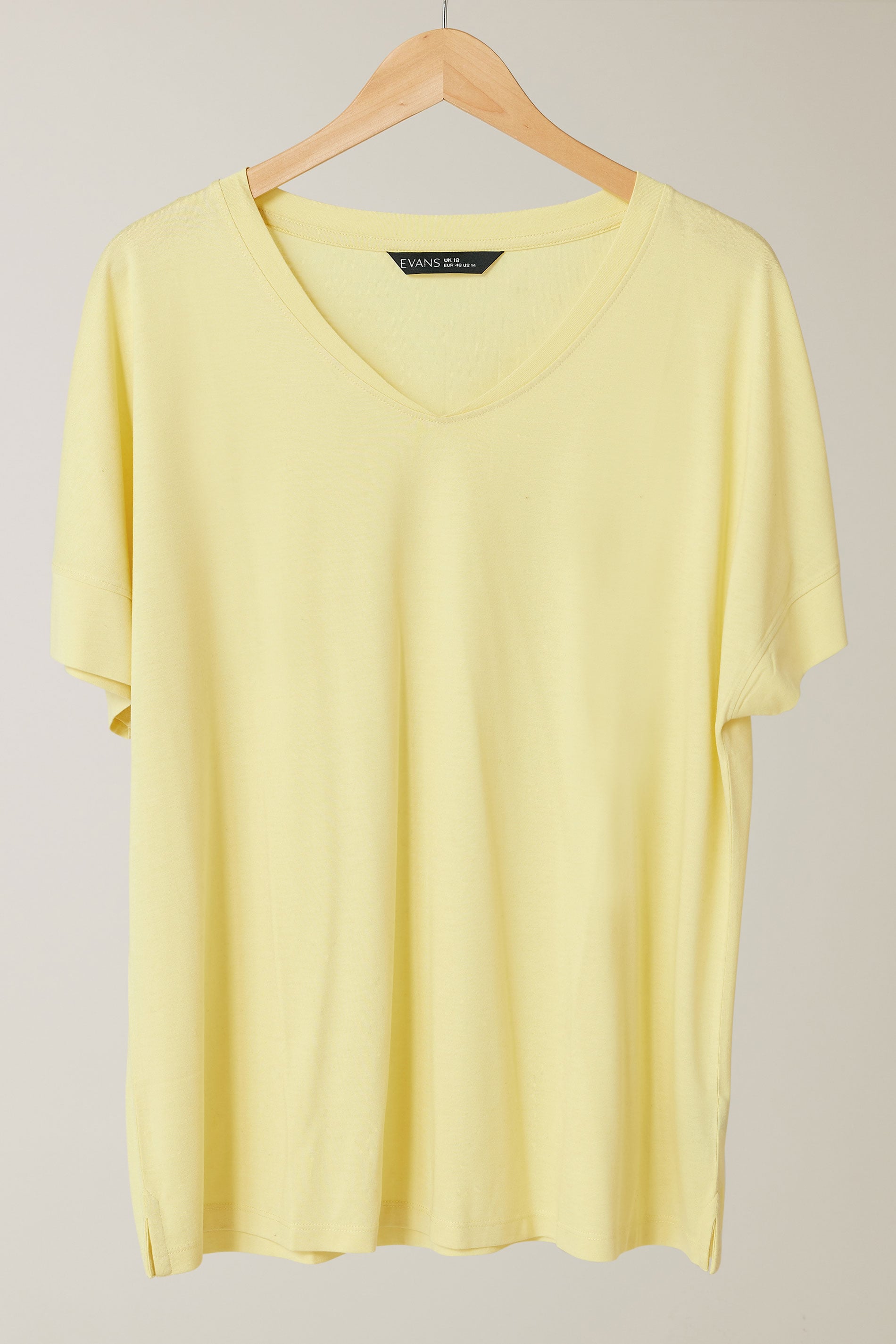  EVANS - T-Shirt Jaune Volanté Encolure En V Manches Courtes