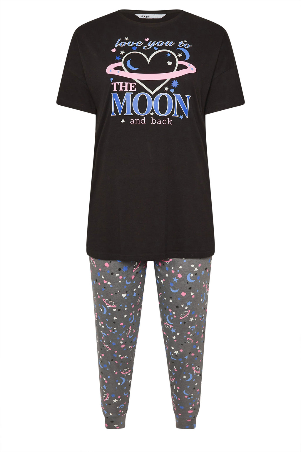  YOURS - Ensemble De Pyjama Noir & Gris Slogan