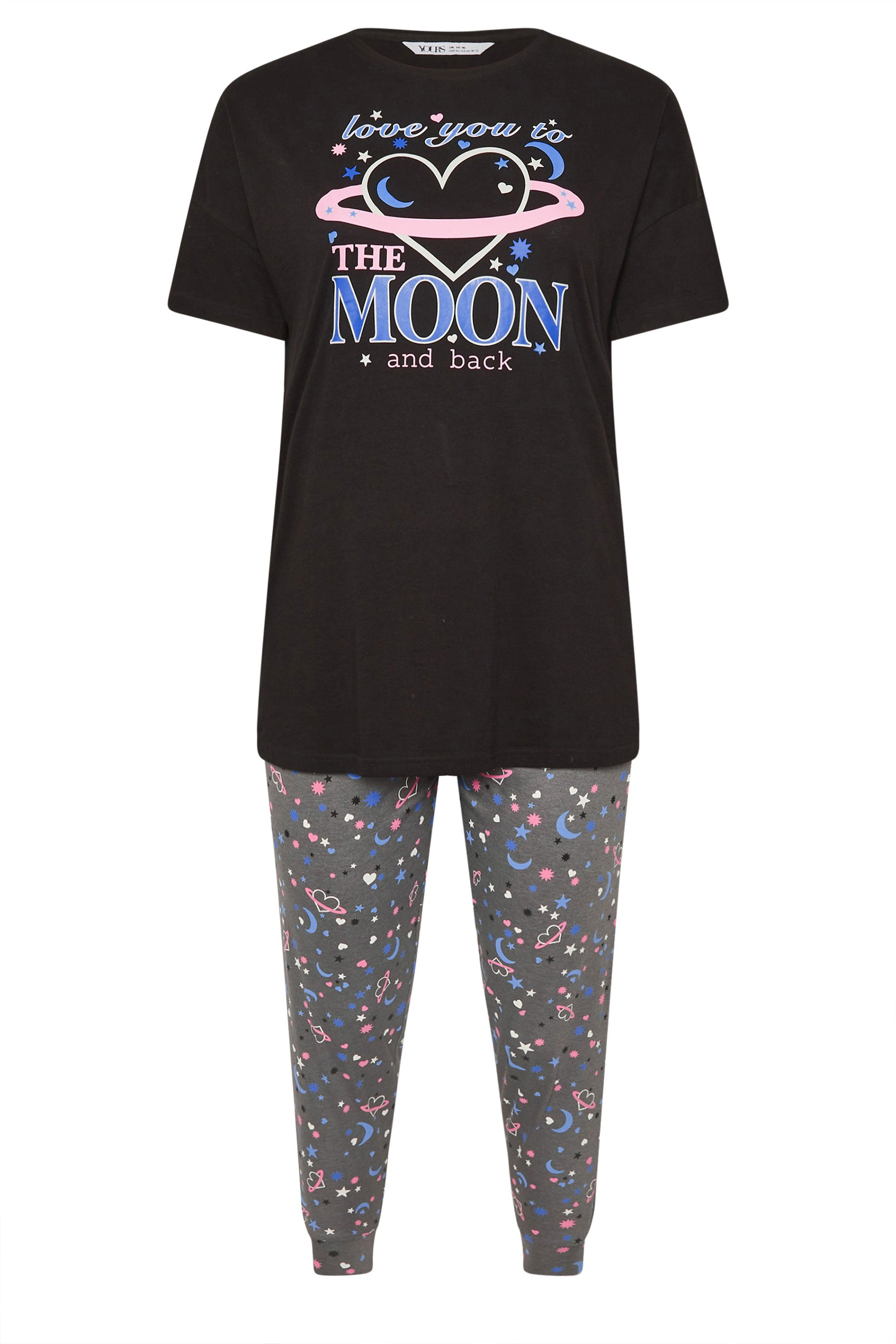  YOURS - Ensemble De Pyjama Noir & Gris Slogan