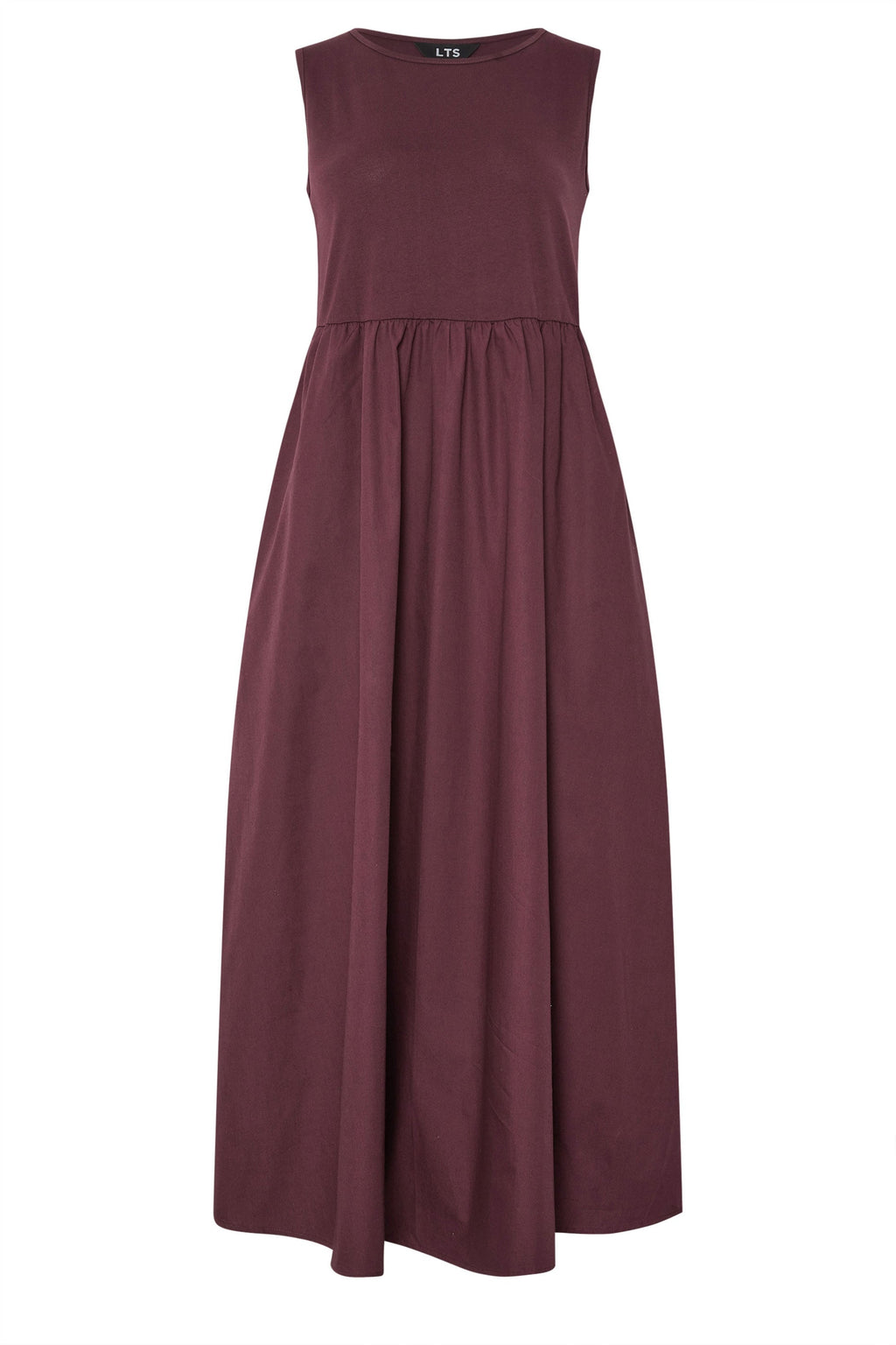  LTS Tall Burgundy Red Jersey & Woven Mix Fabric Midi Dress