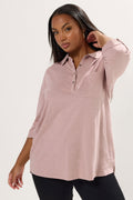  YOURS - Chemise à Patte De Boutonnage En Coton Rose