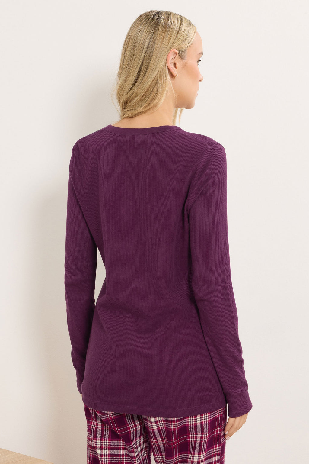  LTS Tall Burgundy Red Cotton Waffle Pyjama Top