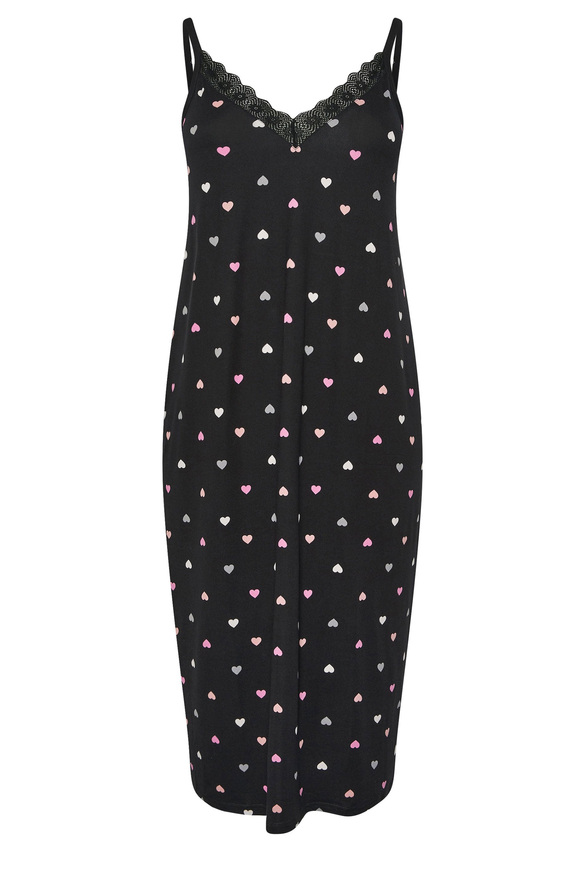  YOURS Curve Chemise De Nuit Douce Au Toucher En Forme De Cœur Noir
