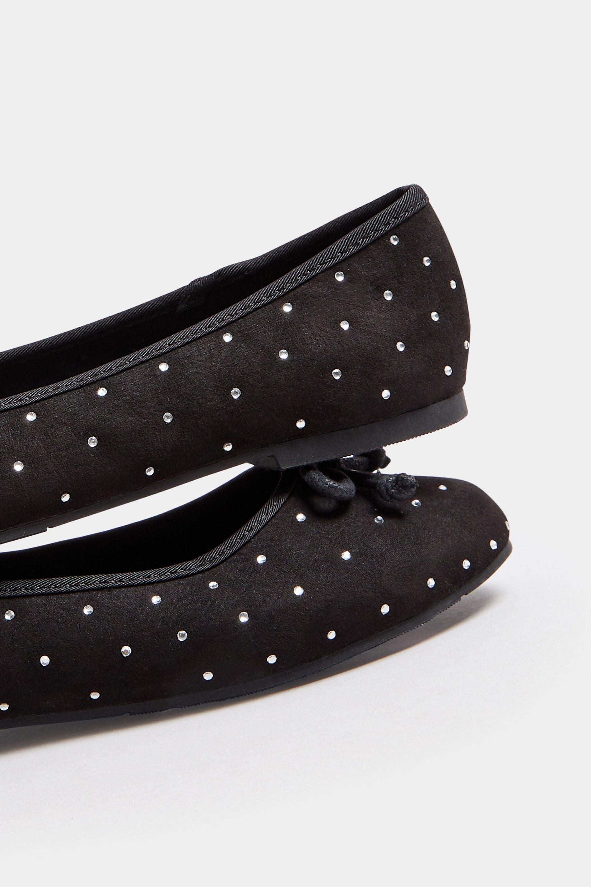  Ballerines Noires à Strass Noeuds Avant
