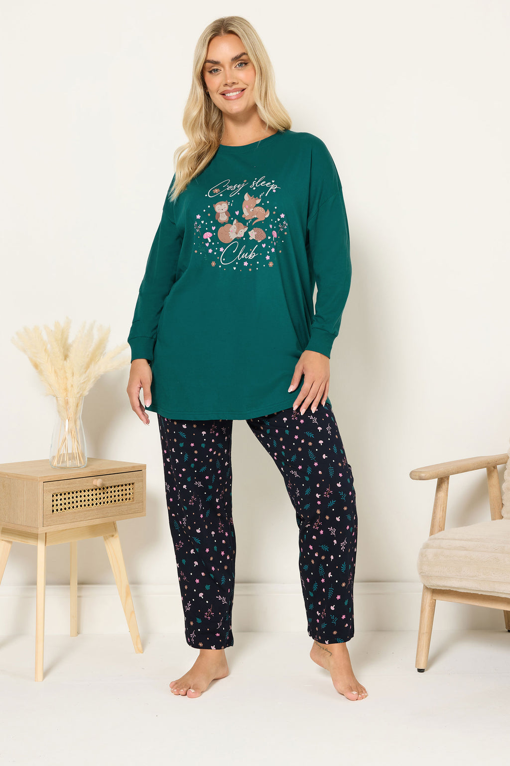  YOURS Curve Coffret Cadeau Pyjama Vert « Cosy Sleep Club »