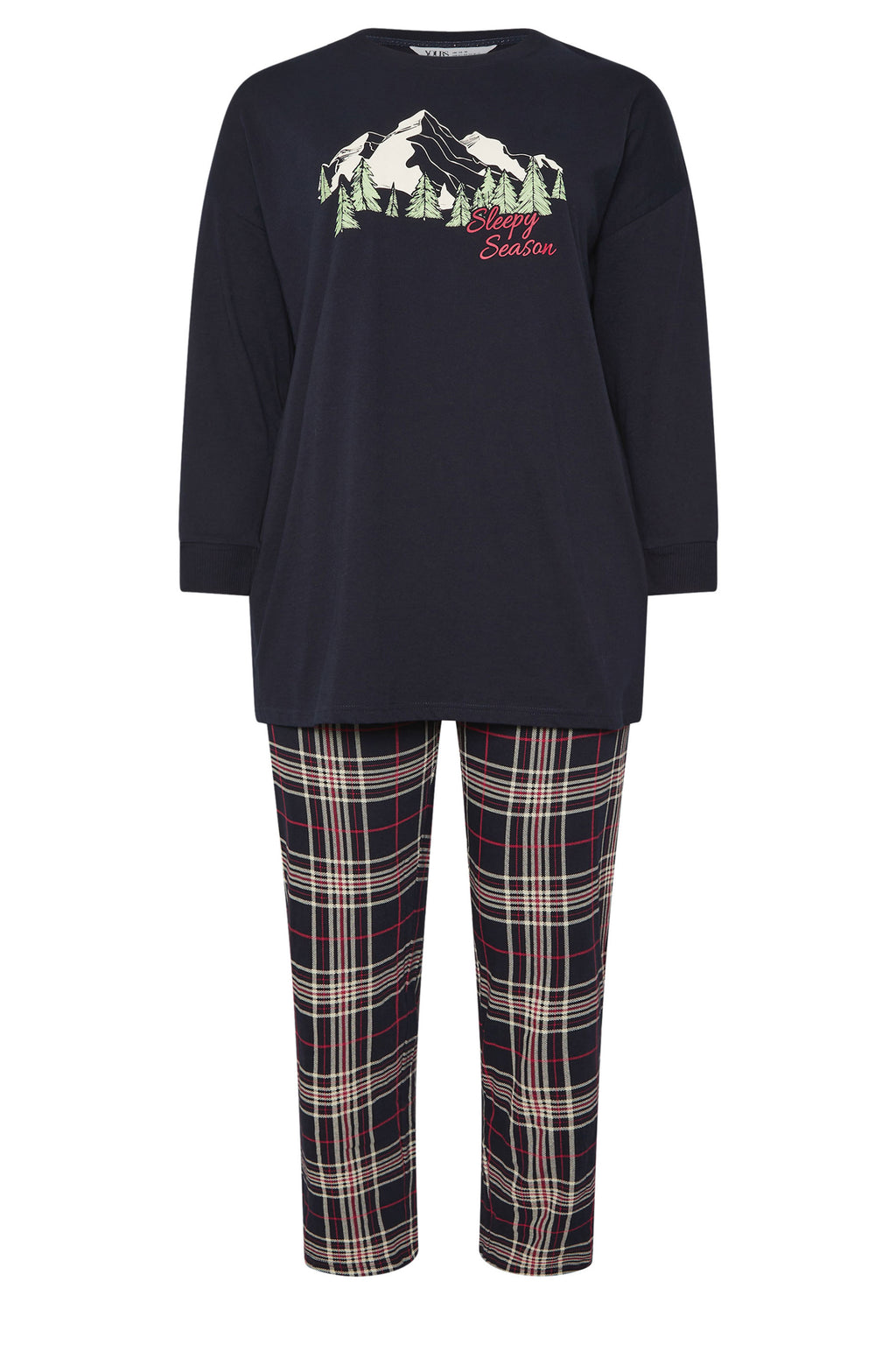  YOURS Curve Coffret Cadeau Pyjama à Carreaux Bleu « Sleep Season »