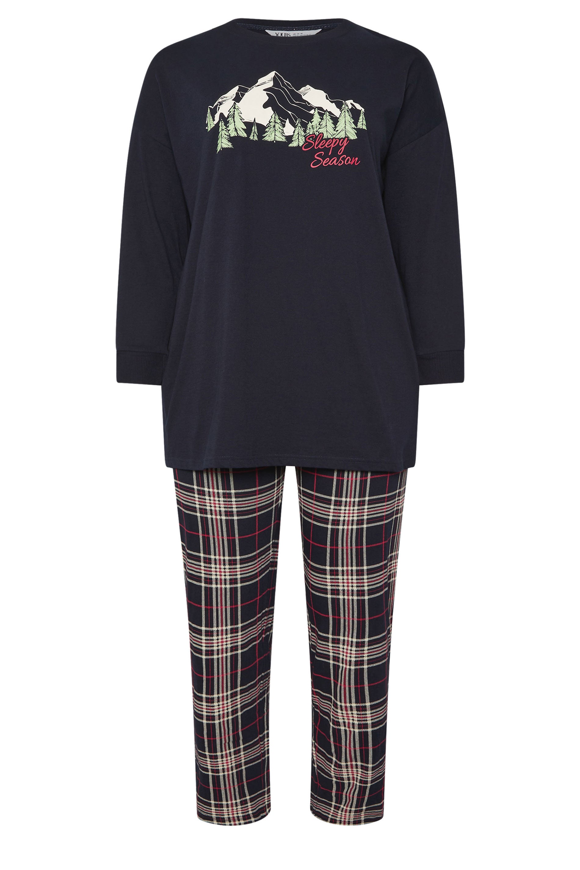  YOURS Curve Coffret Cadeau Pyjama à Carreaux Bleu « Sleep Season »