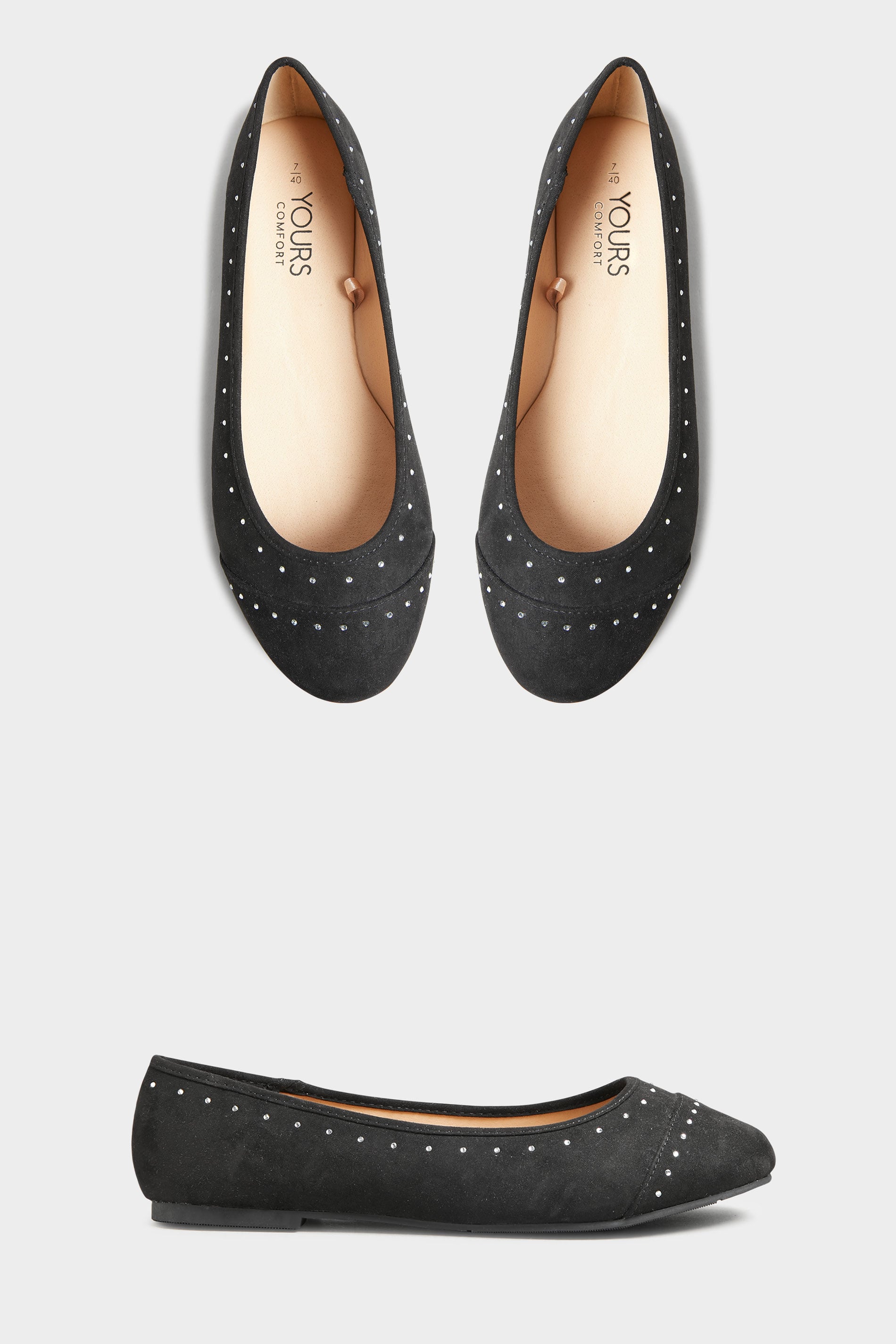  Ballerines Noires Strass Pieds Extra Larges EEE