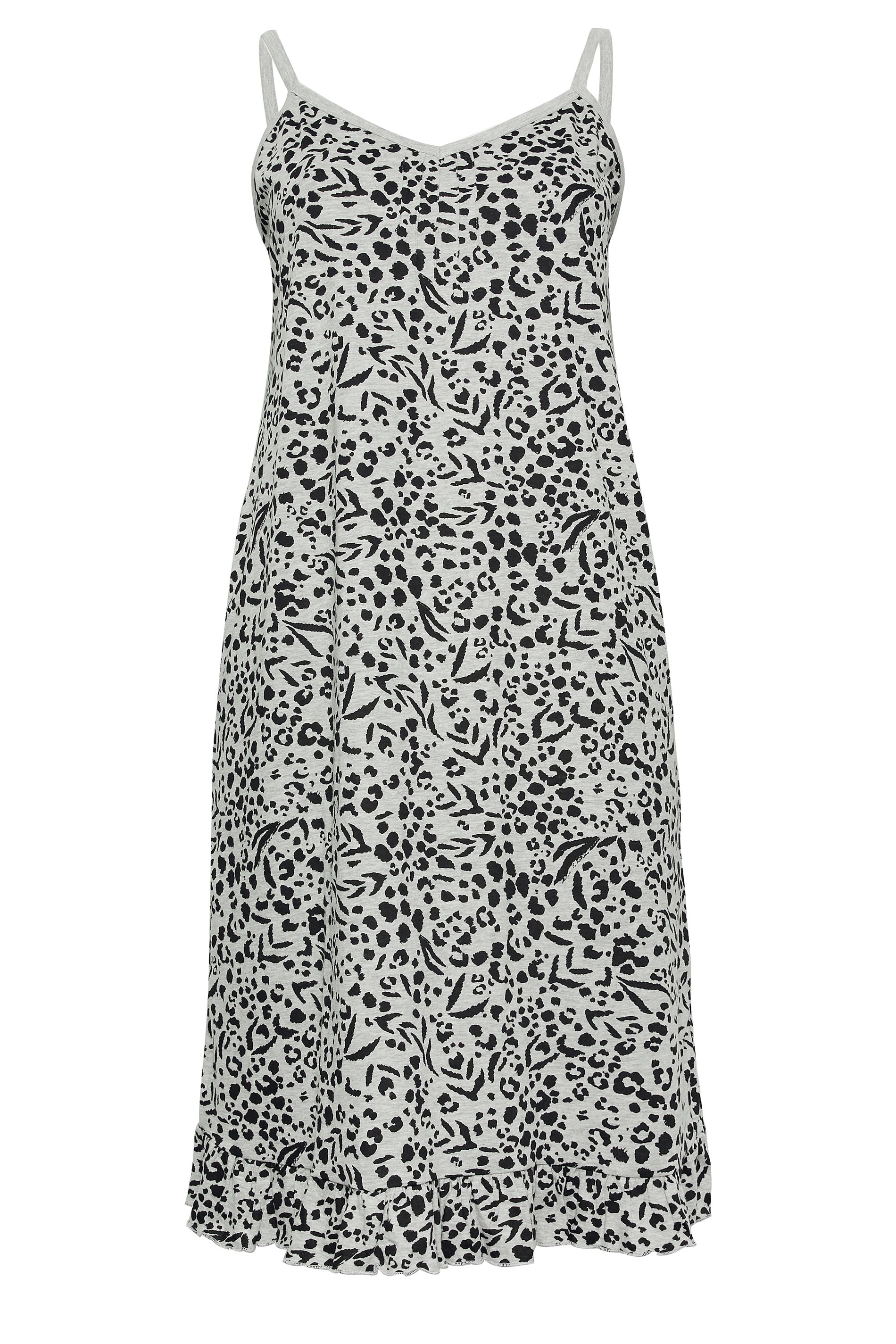  YOURS - Chemise De Nuit Grise Design Léopard