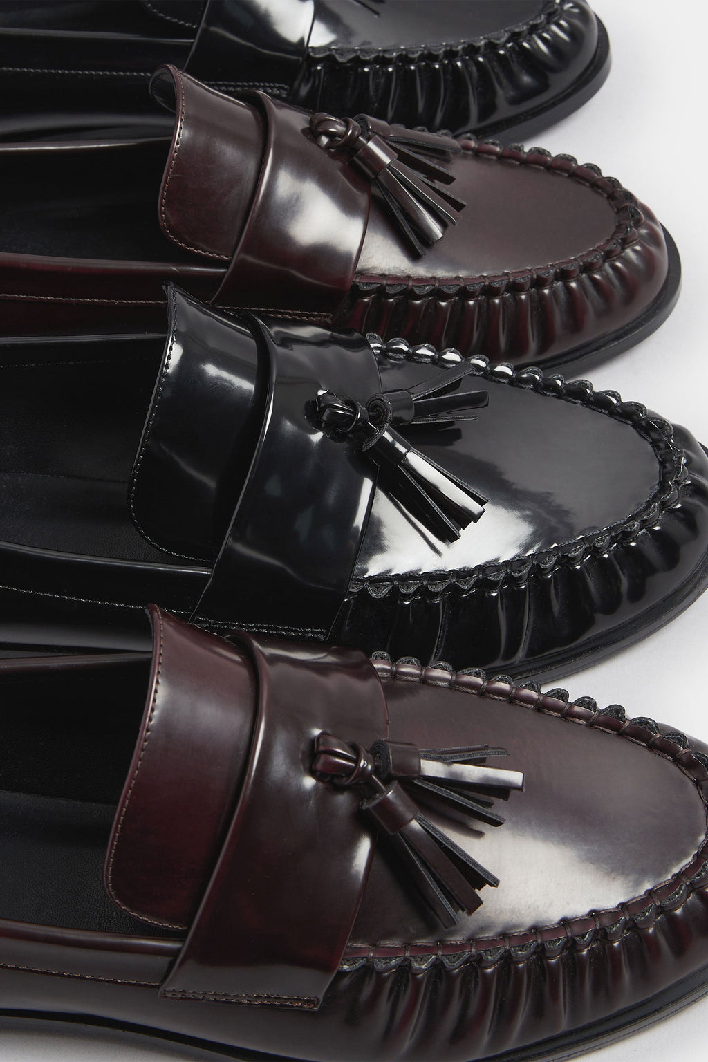  LTS Dark Red Patent Tassel Flat Loafers