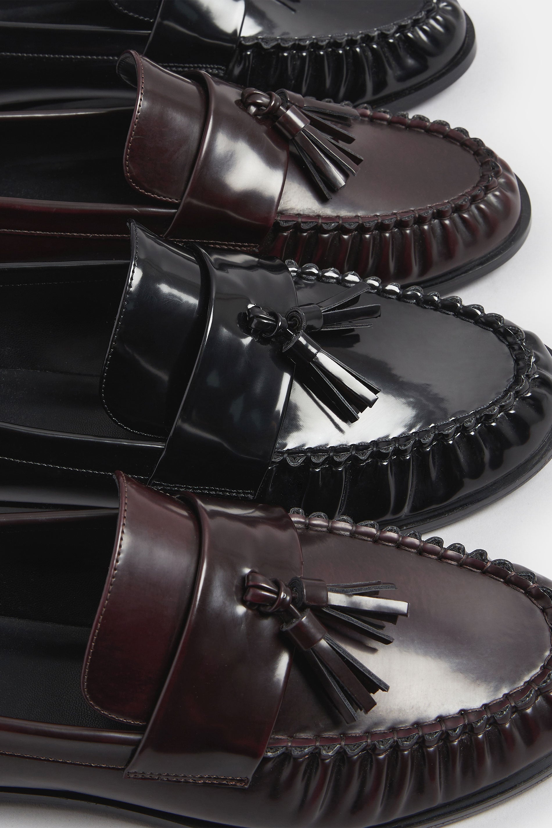  LTS Dark Red Patent Tassel Flat Loafers