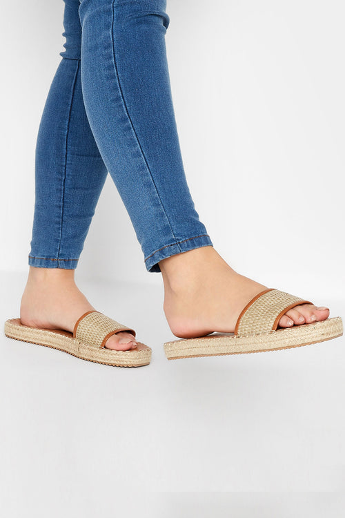  Espadrilles-Mules Marrons Pieds Large E