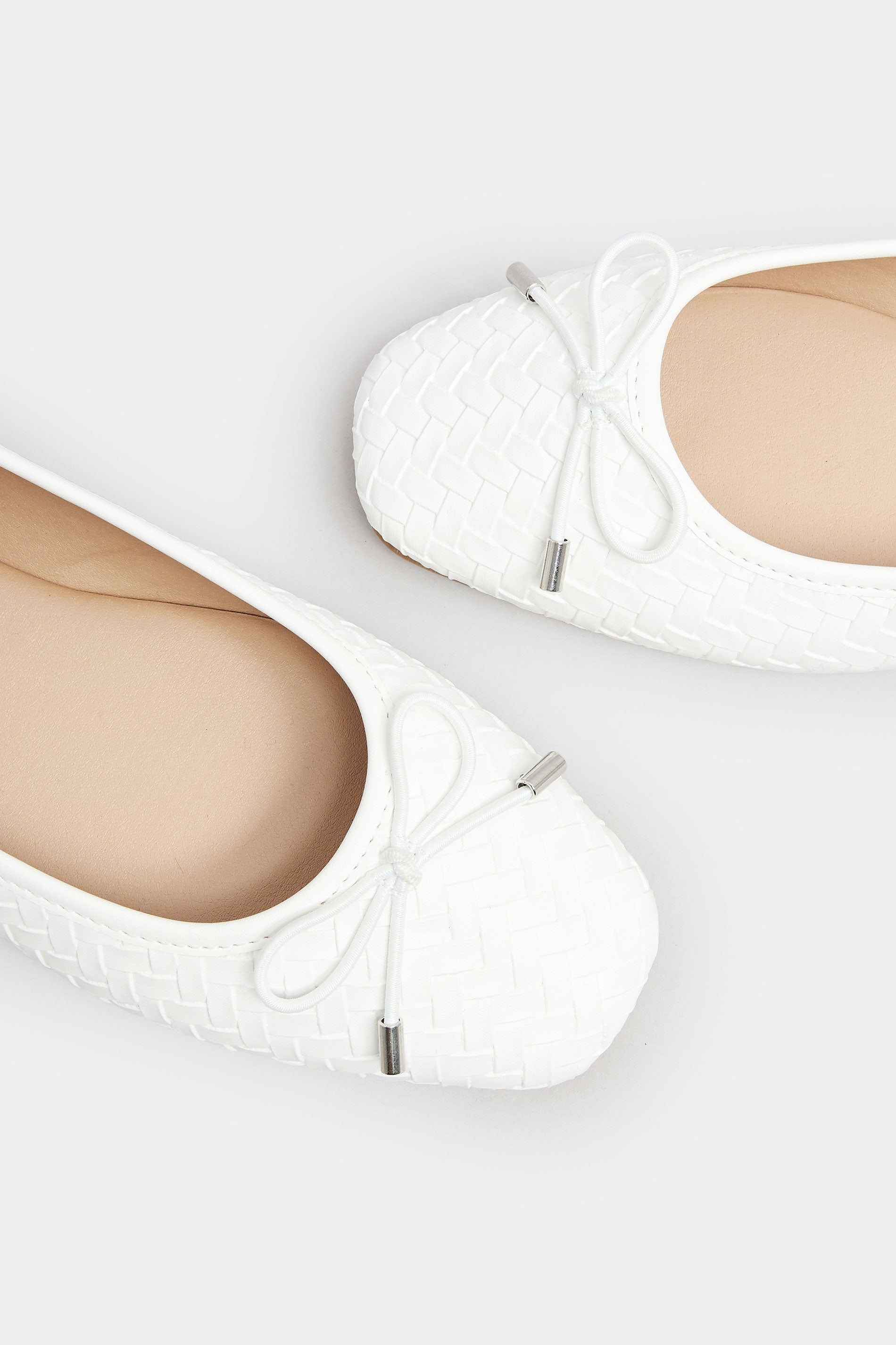  LTS Ivory White Woven Ballerina Pumps In Standard Fit