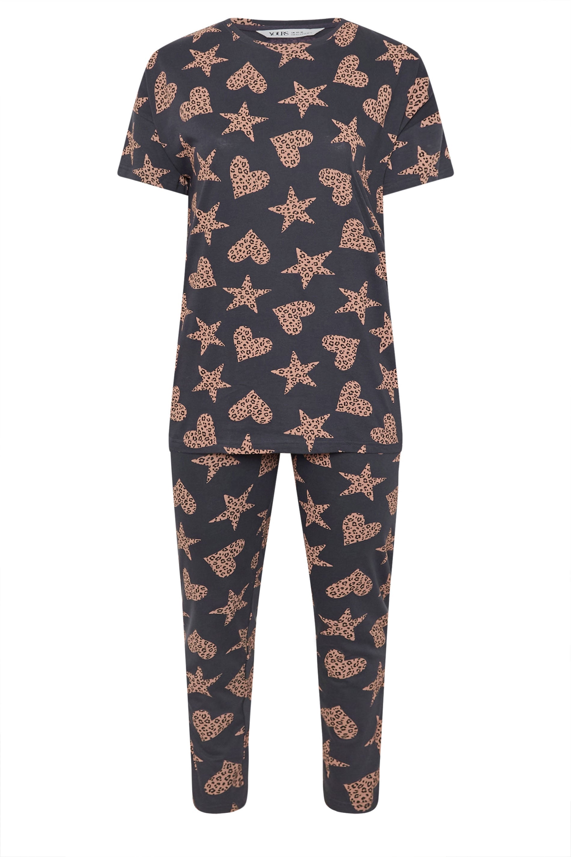  YOURS - Ensemble De Pyjama Gris Léopard Manches Courtes