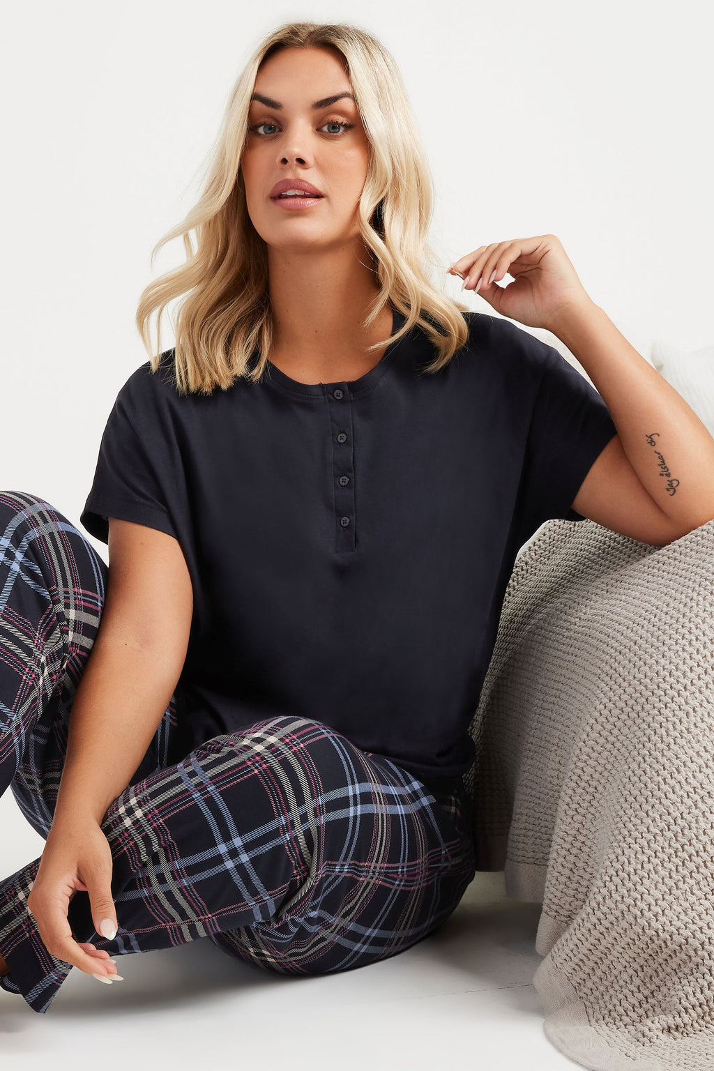  YOURS - Haut De Pyjama Bleu Marine En Coton