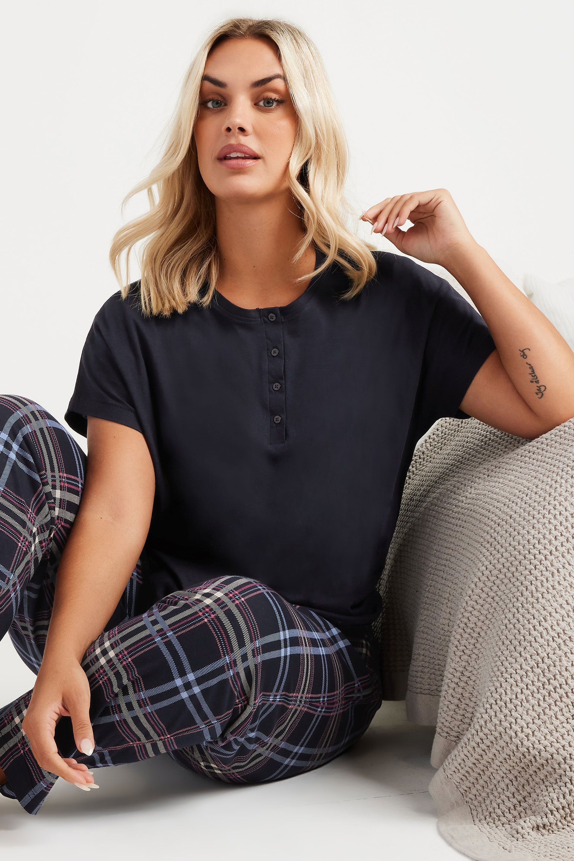  YOURS - Haut De Pyjama Bleu Marine En Coton