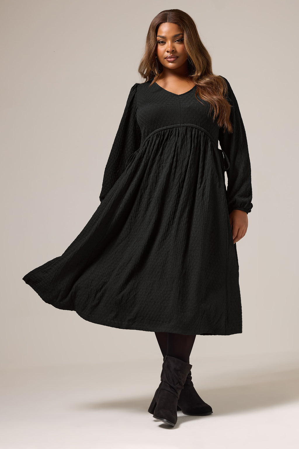  YOURS Curve Robe Midi Texturée Noire