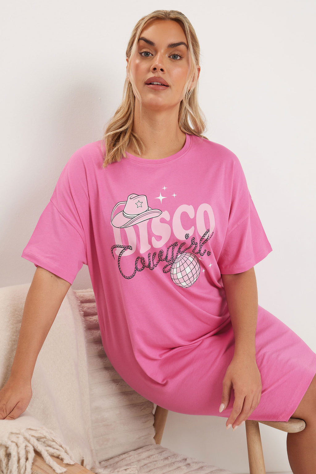 YOURS - Lot De 2 Chemises De Nuit Rose & Noire Disco