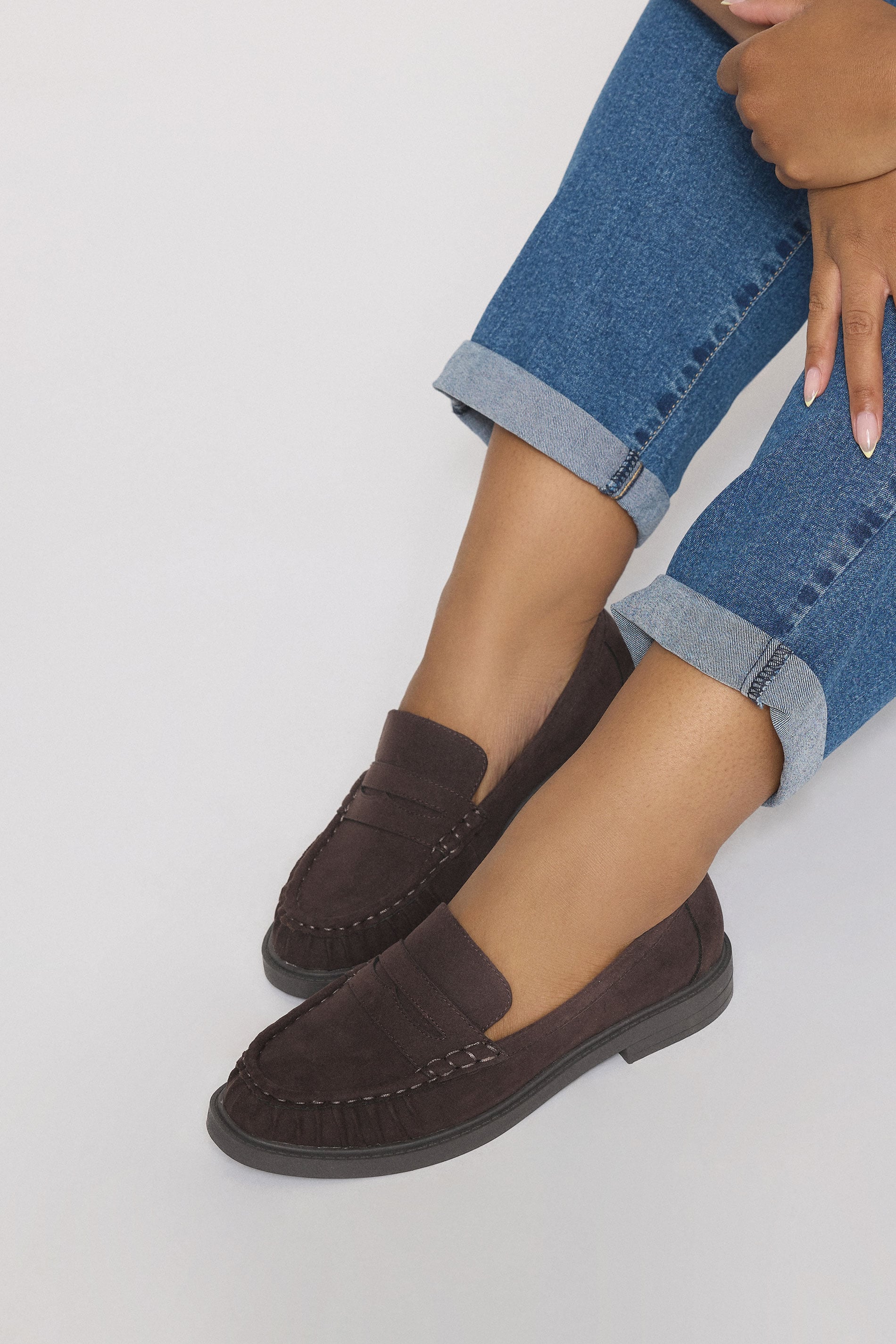  Mocassins Froncés En Similicuir Marron Chocolat, Coupe Extra Large EEE