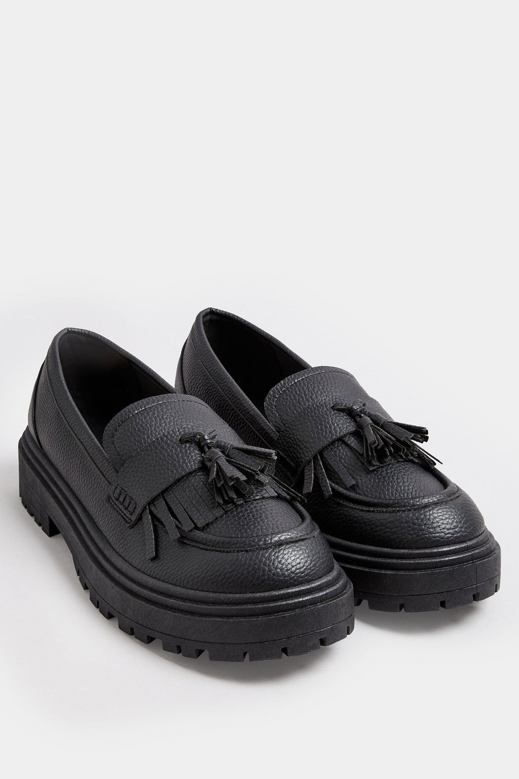  Mocassins Noires Effet Cuir à Pompons Pieds Extra Larges EEE