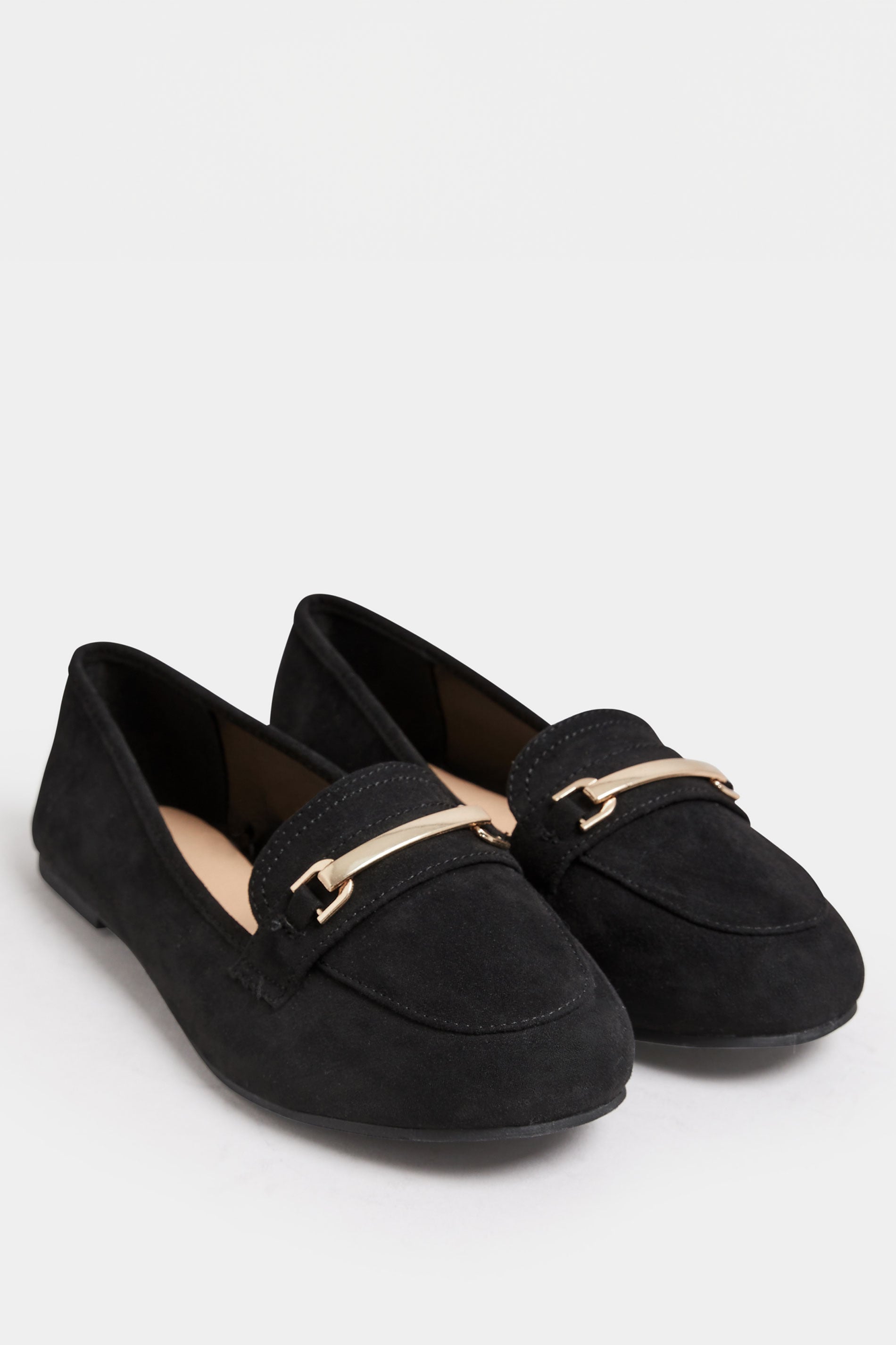  Mocassins Noirs Effet Cuir à Boucle Pieds Extra Larges EEE