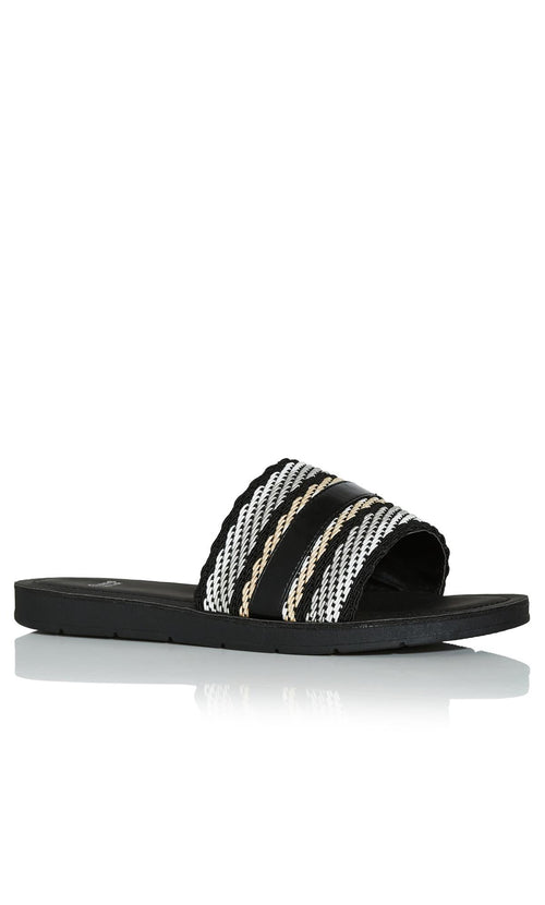  Evans Black & White Weave Sandal