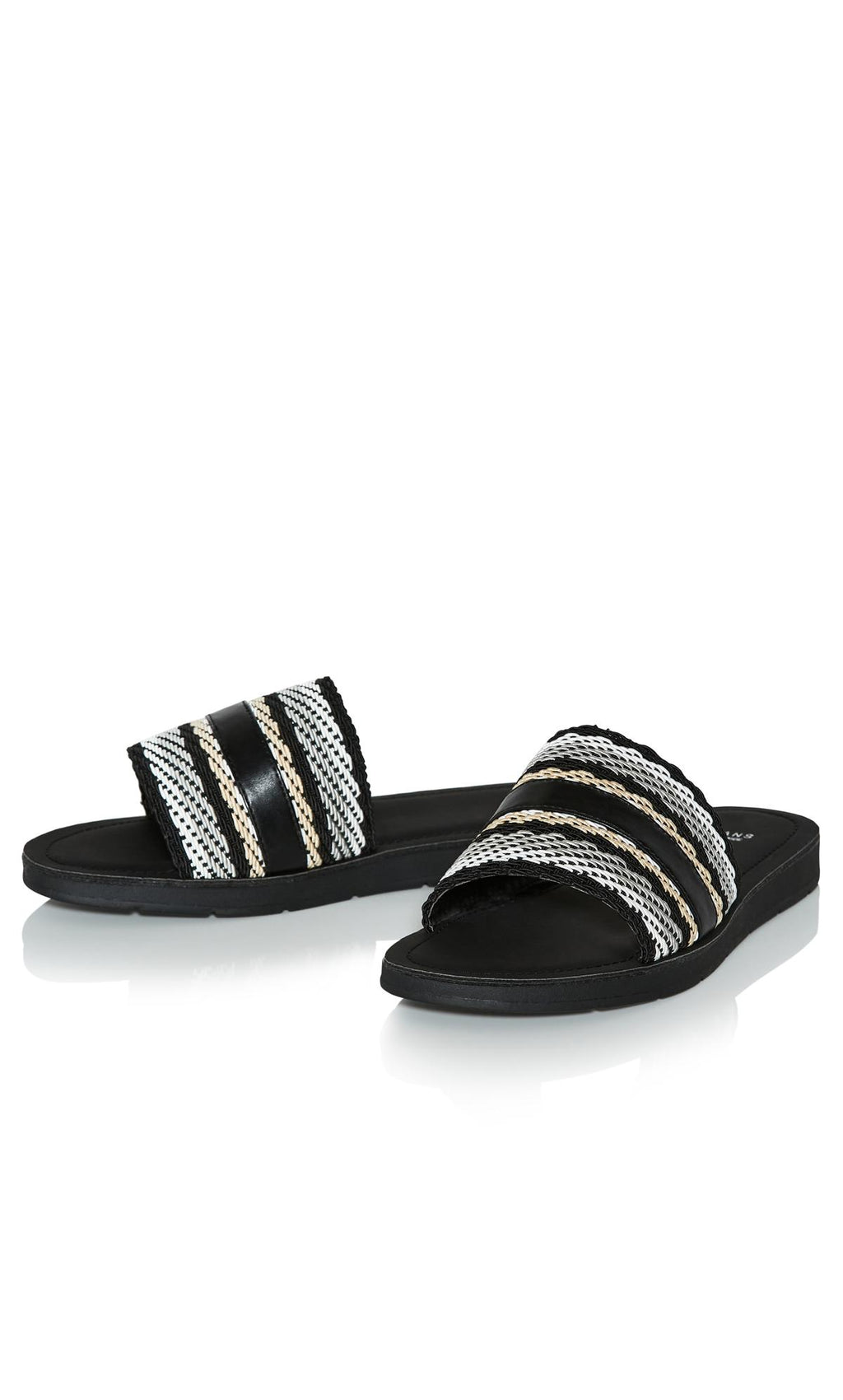  Evans Black & White Weave Sandal