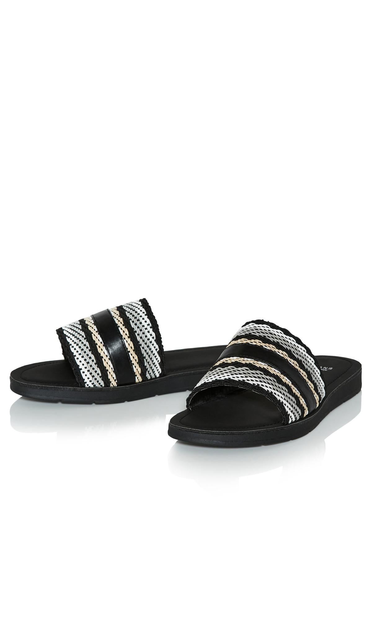  Evans Black & White Weave Sandal