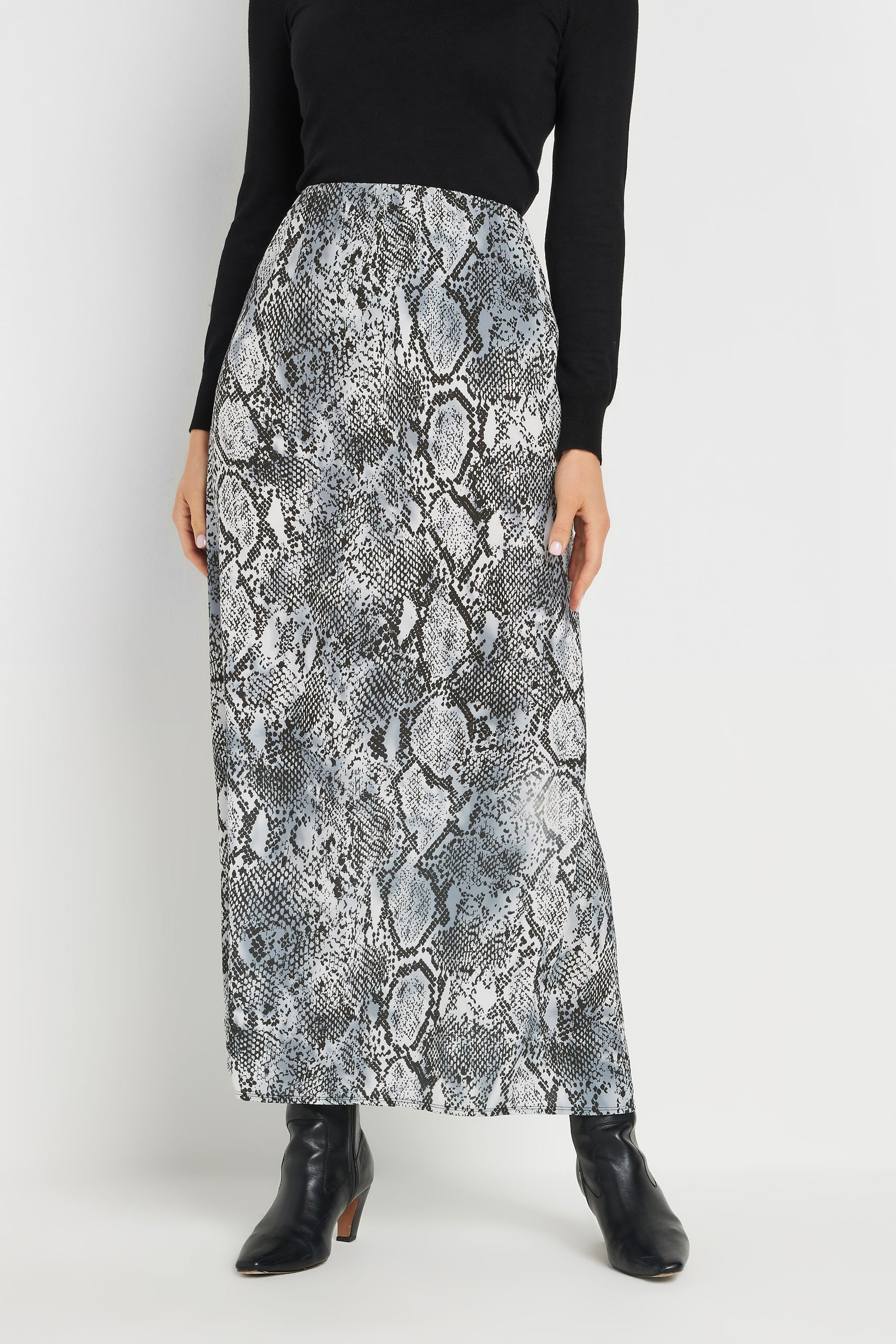  LTS Tall Grey Snake Print Slip-On Maxi Skirt