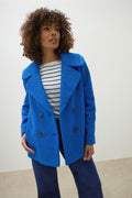  M&Co Cobalt Blue Double Breasted Boucle Jacket