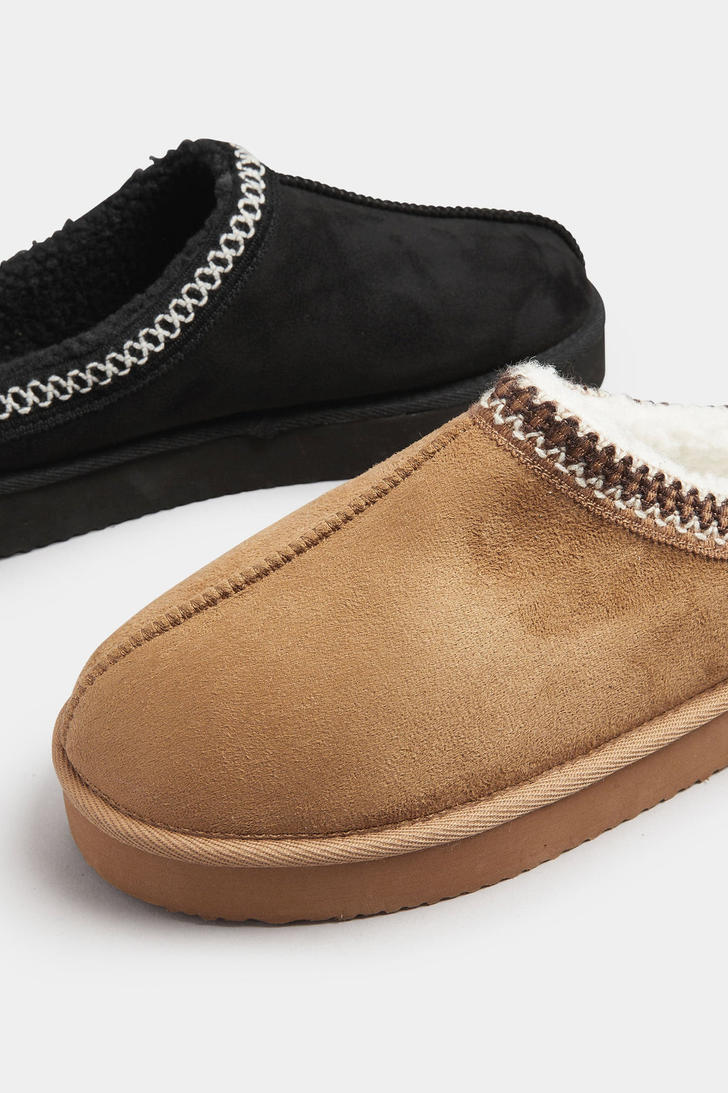  Mules Brodées En Faux Daim Marron, Coupe Extra Large EEE