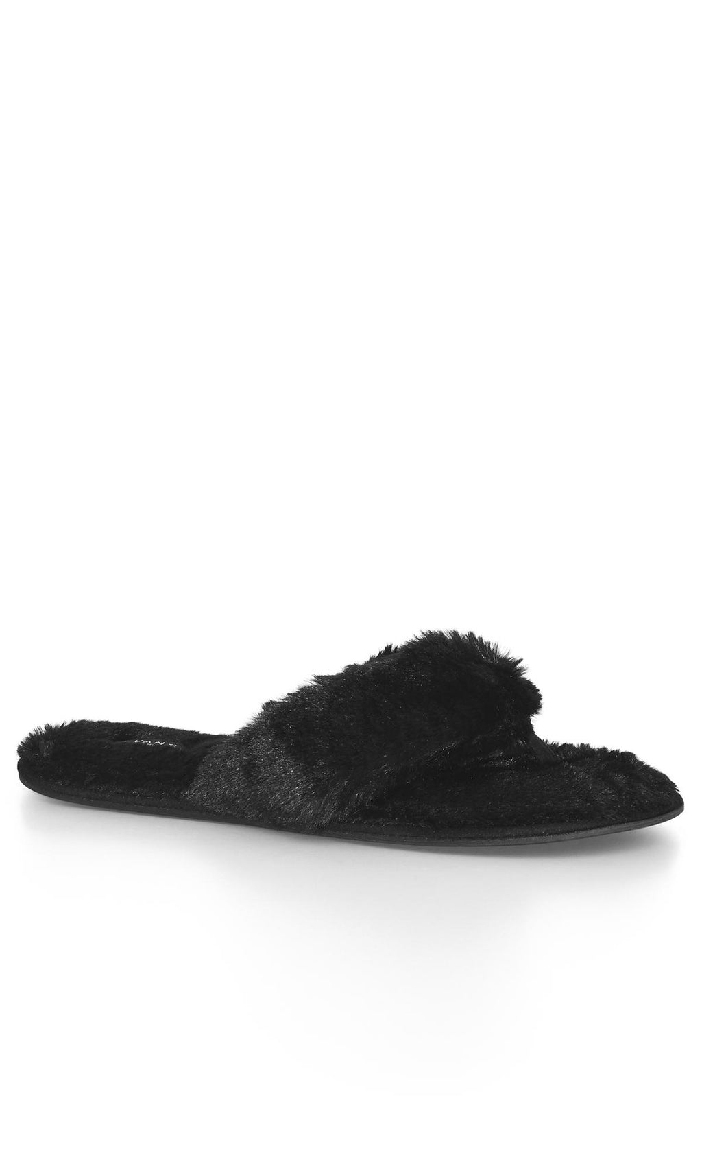  Evans Black Faux Fur Flip Flop Slipper
