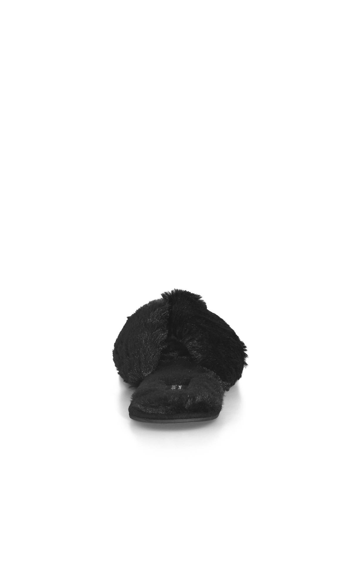  Evans Black Faux Fur Flip Flop Slipper