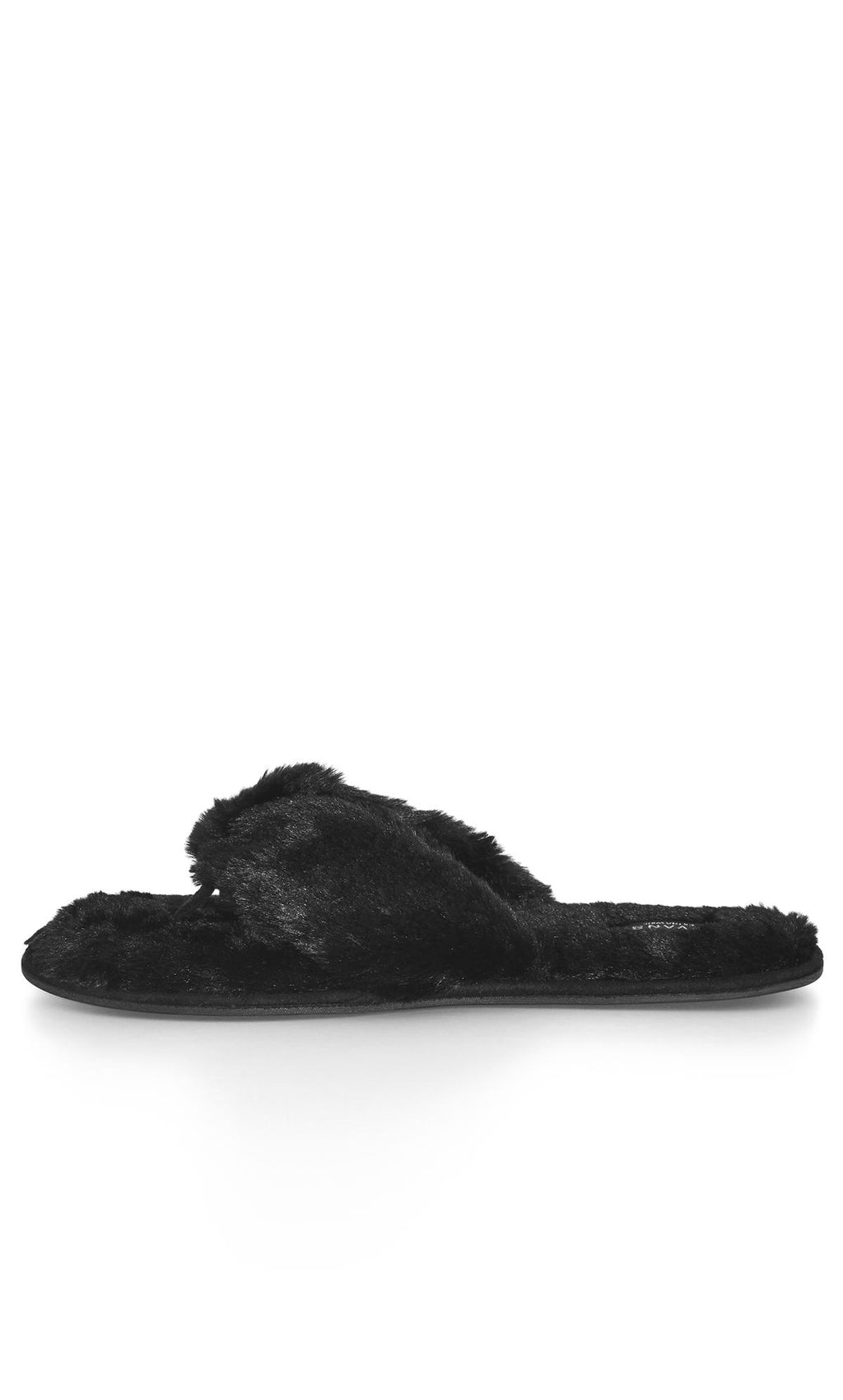  Evans Black Faux Fur Flip Flop Slipper