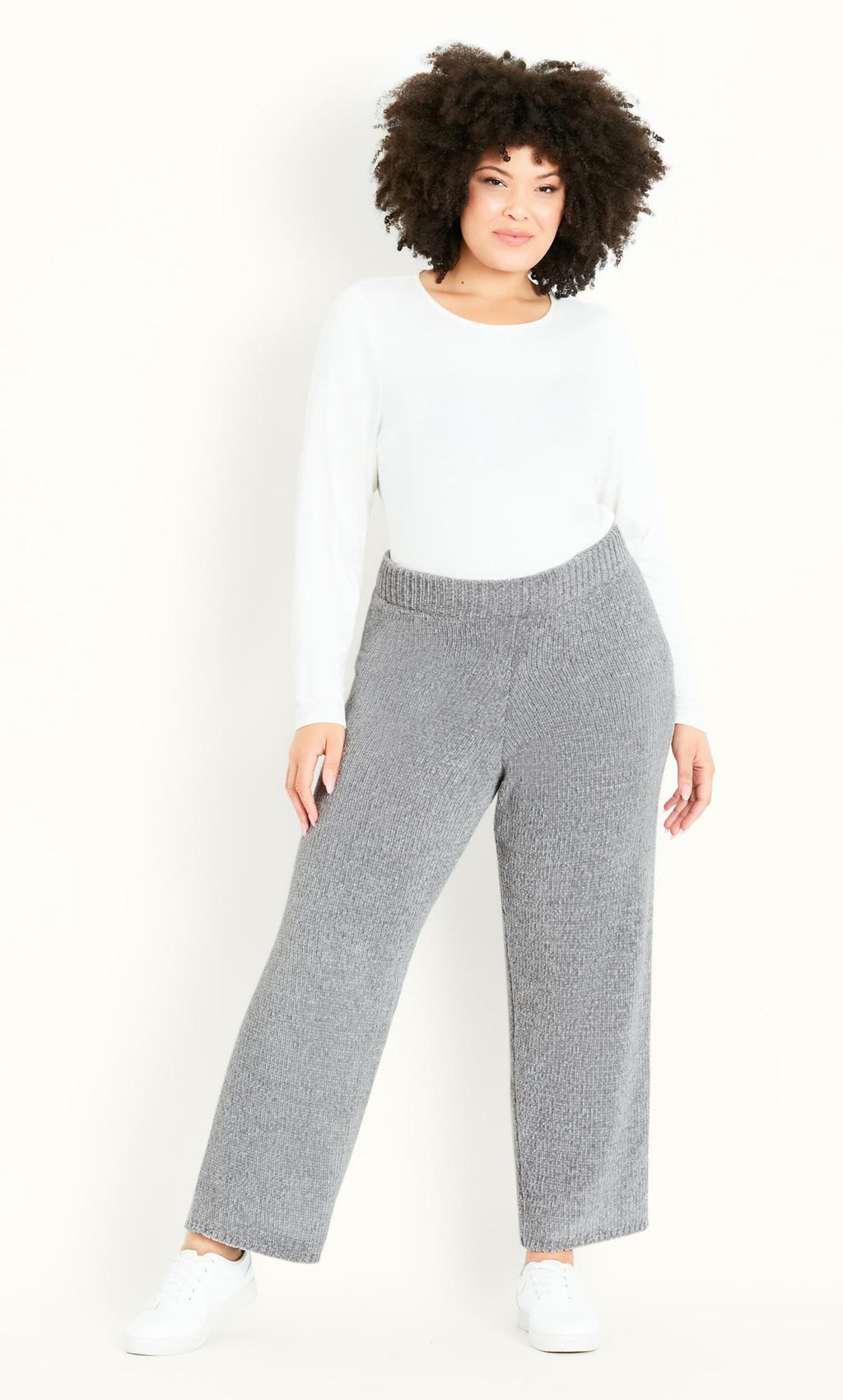  Evans Grey Knitted Chenille Wide Leg Jogger
