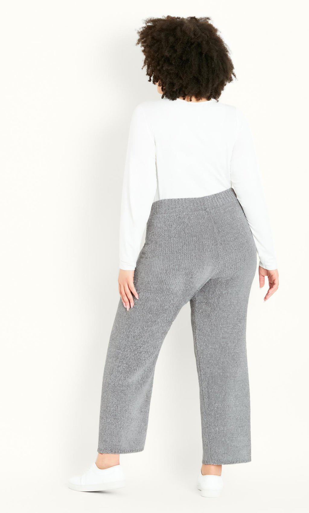  Evans Grey Knitted Chenille Wide Leg Jogger