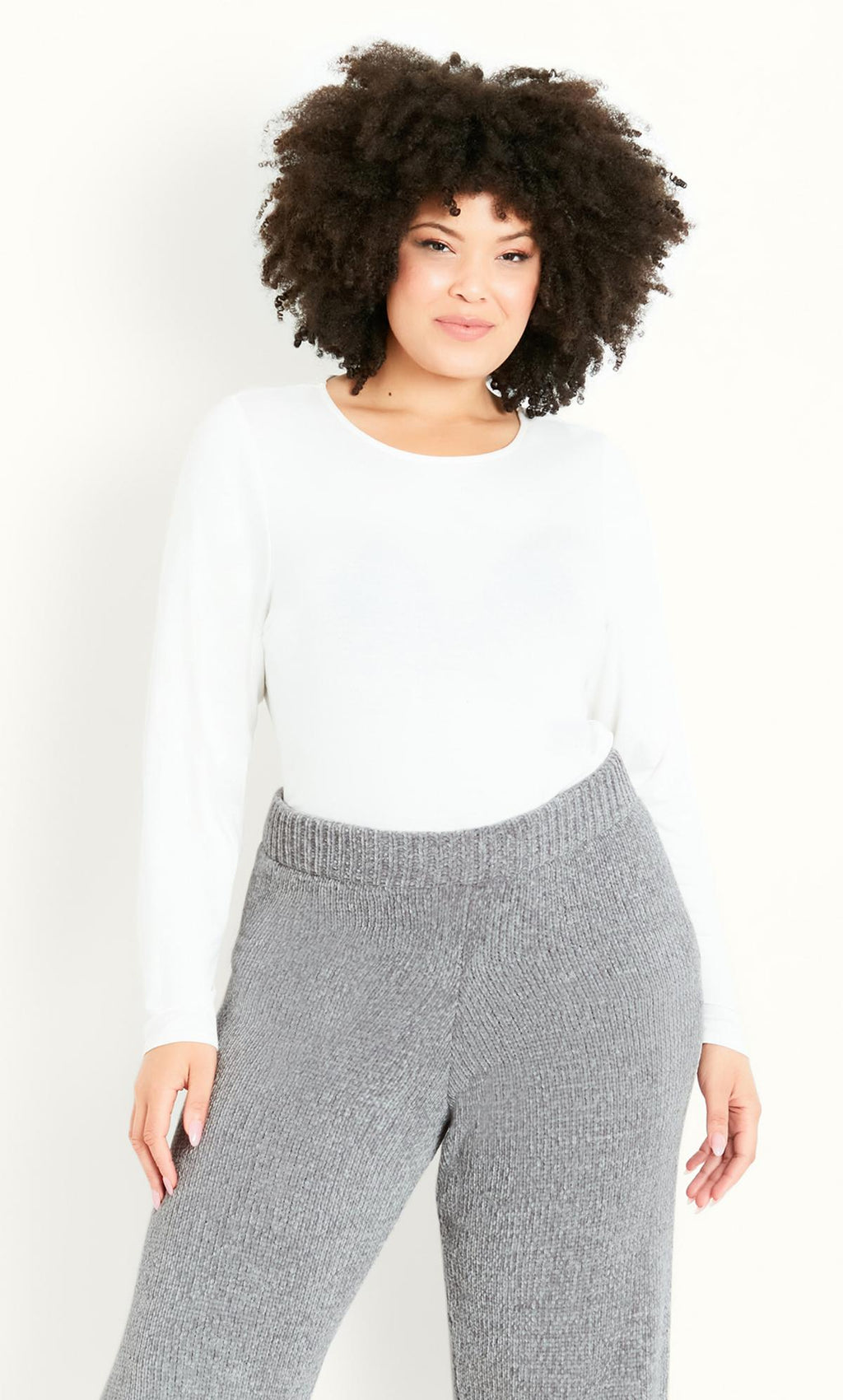  Evans Grey Knitted Chenille Wide Leg Jogger