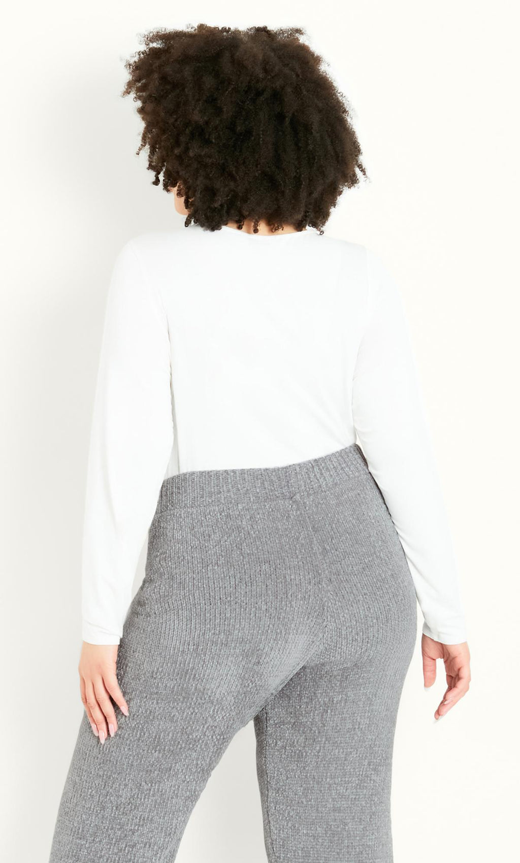  Evans Grey Knitted Chenille Wide Leg Jogger