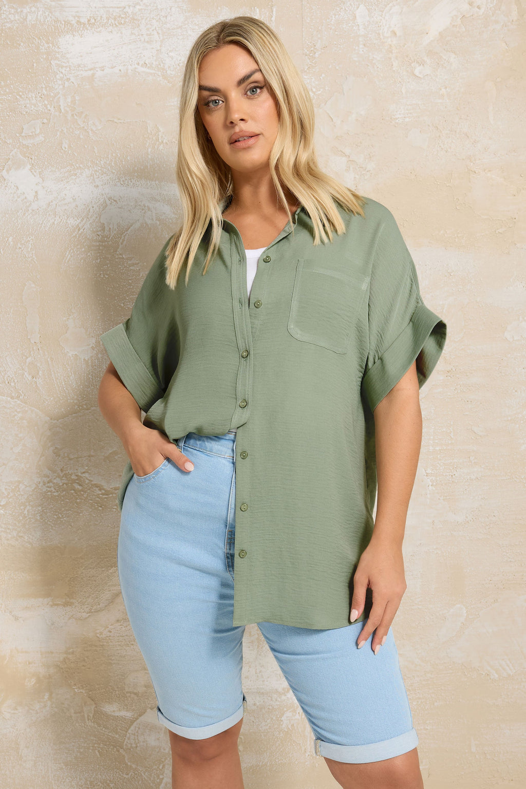  YOURS - Chemisier Oversize Boutonné Vert