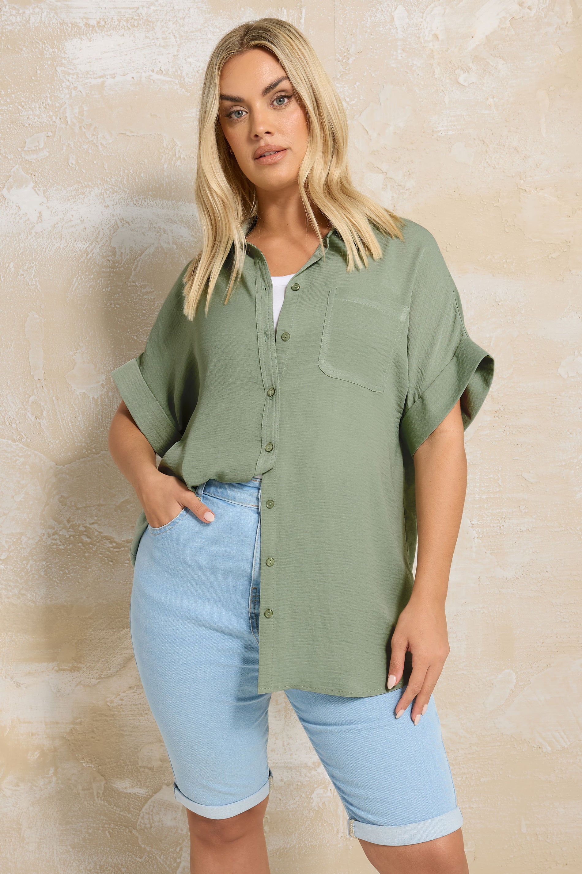 YOURS - Chemisier Oversize Boutonné Vert