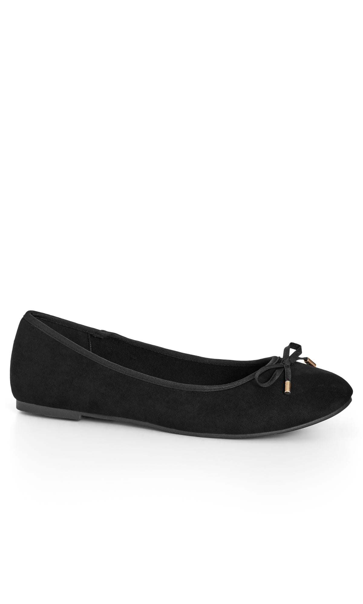  Evans Black WIDE FIT Bow Ballet Flat