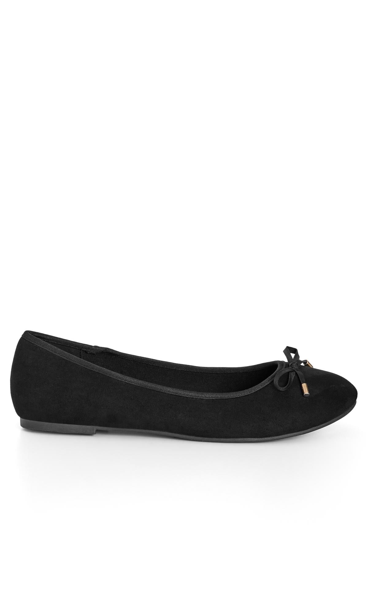  Evans Black WIDE FIT Bow Ballet Flat