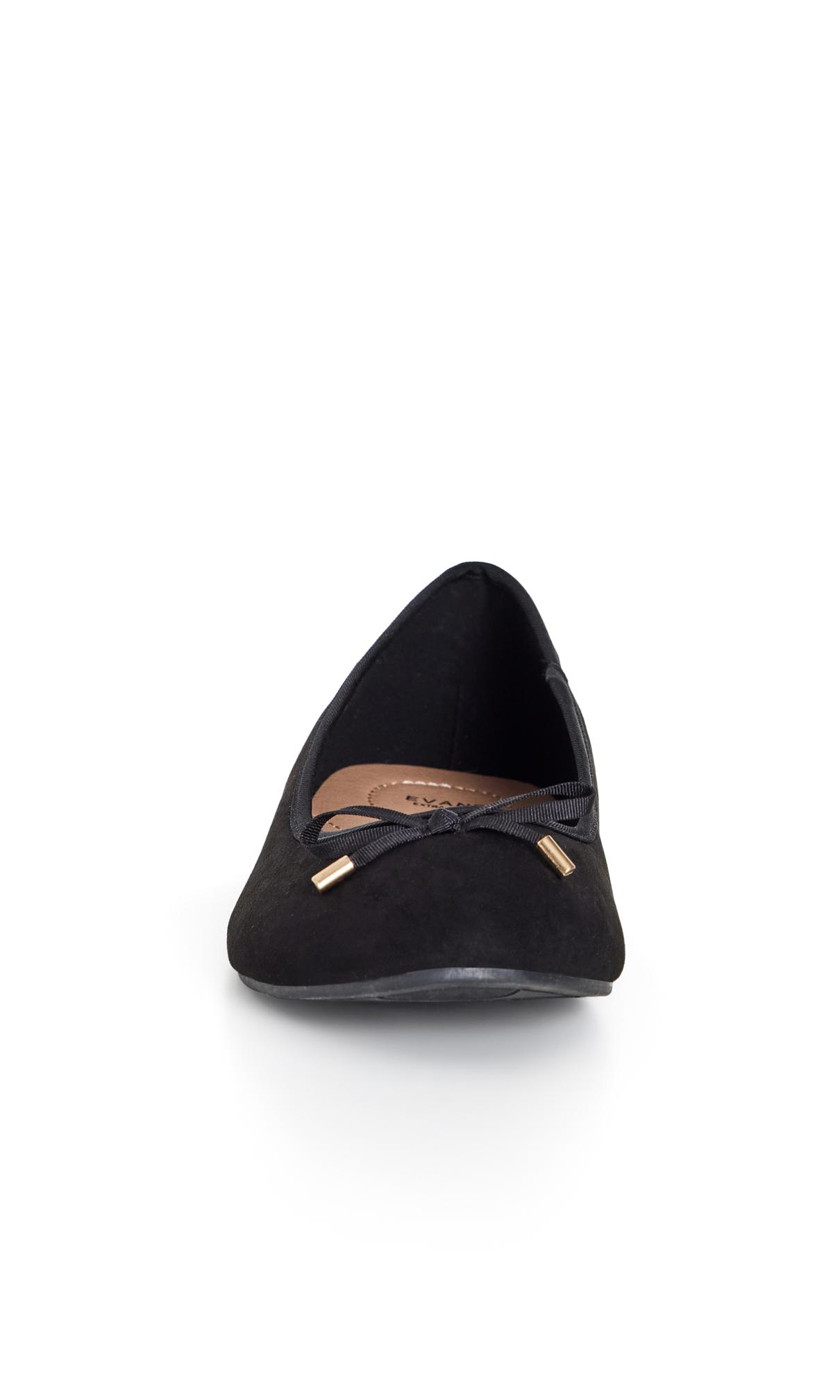  Evans Black WIDE FIT Bow Ballet Flat