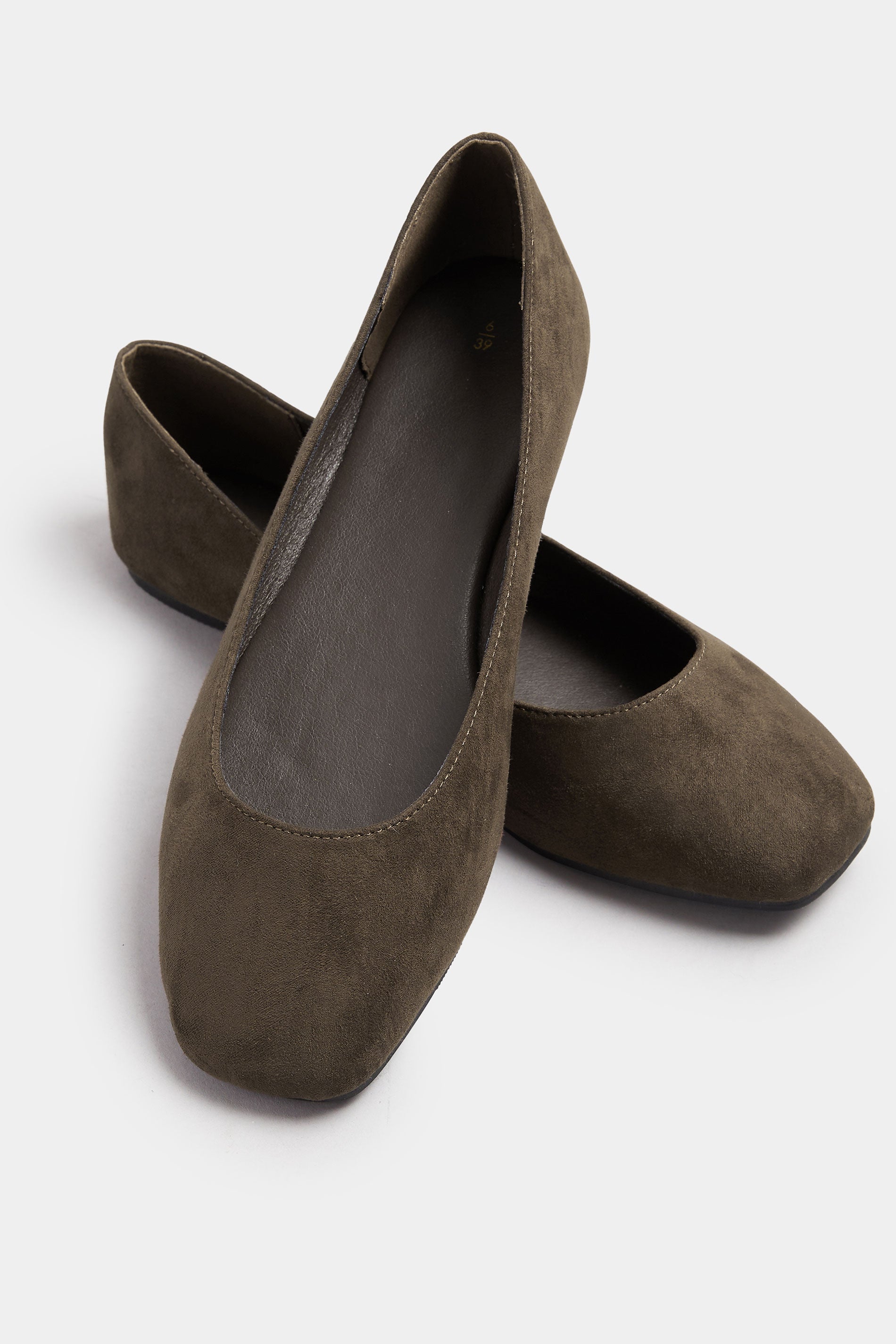  Ballerines à Bout Carré En Simili-daim Marron Chocolat, Coupe Extra Large EEE