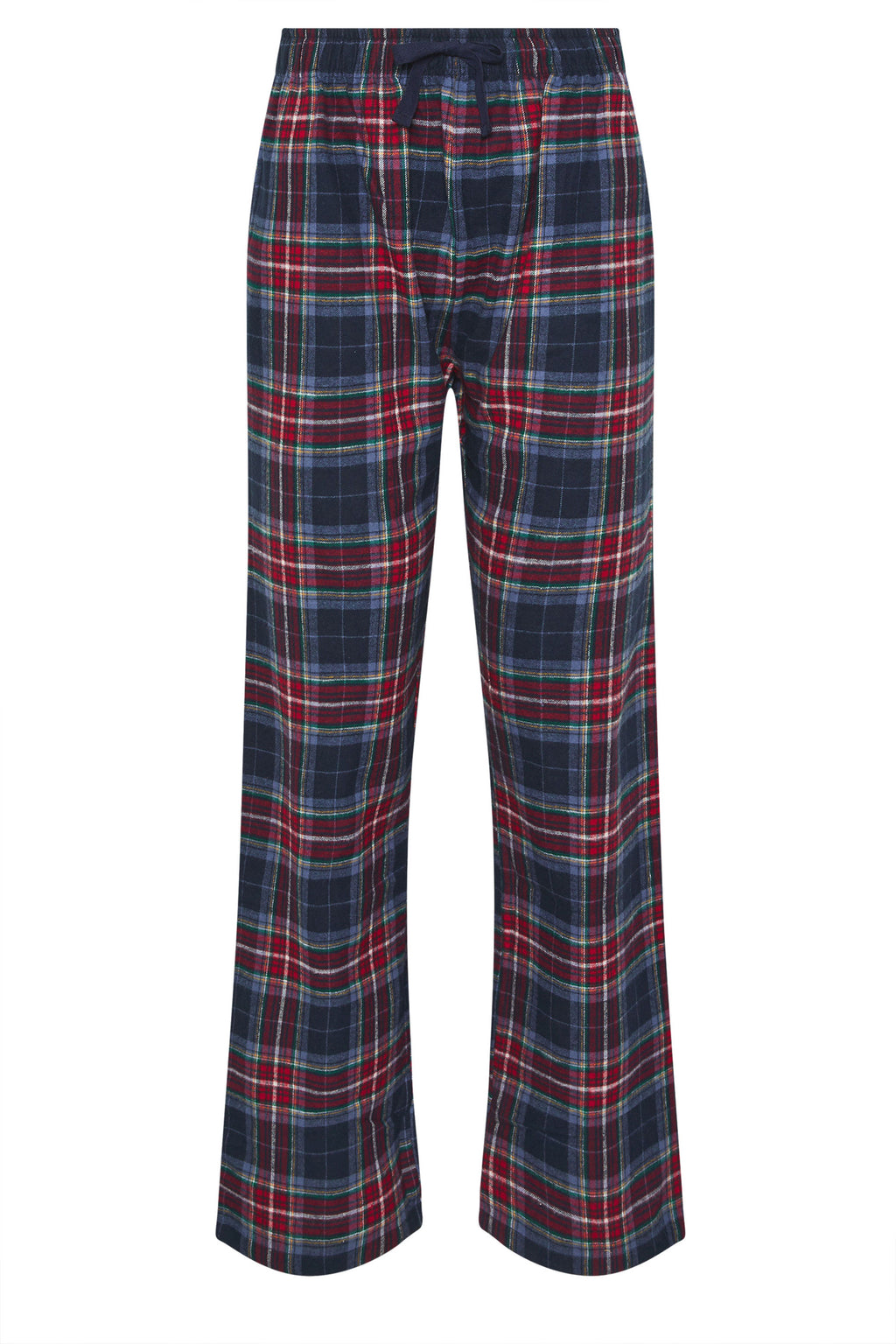  LTS Tall Navy Blue & Red Cotton Check Pyjama Bottoms