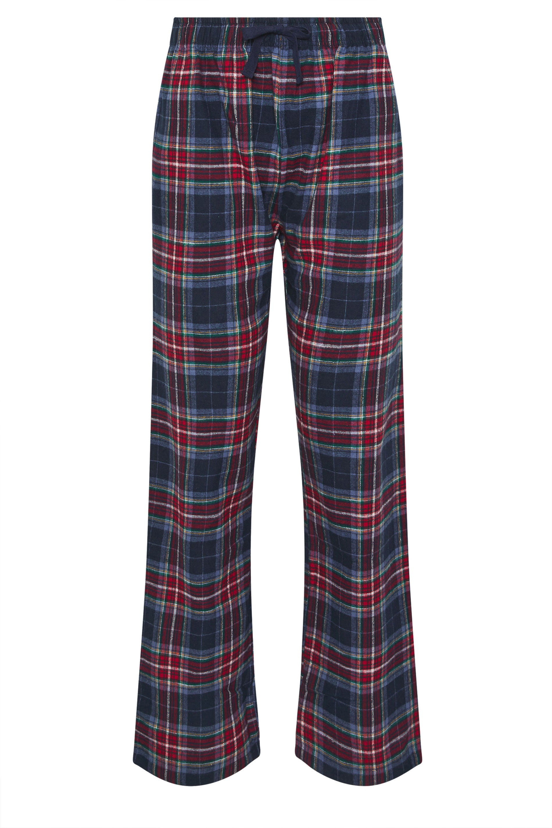  LTS Tall Navy Blue & Red Cotton Check Pyjama Bottoms